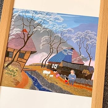 原田泰治 【あんずの里】 木版画 Amazon.co.jp: 原田泰治「ふるさと」づくり 春・あんずの里